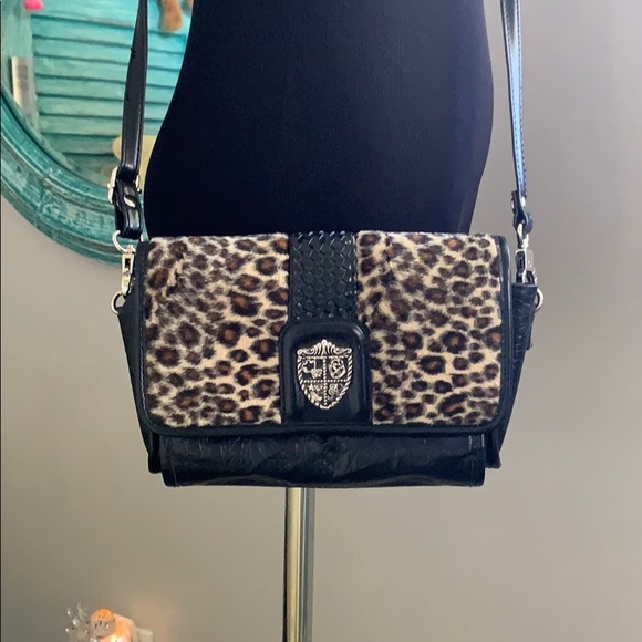 M.C Handbags - MC Faux Leather/Leopard Crossbody Bag
